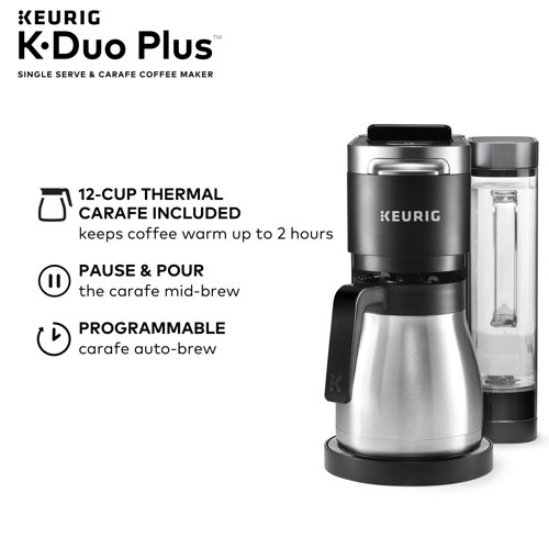 Keurig KDuo Plus Coffee Maker, with SingleServe KCup Pod, and 12 Cup Carafe Brewer & Reviews